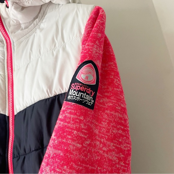 Superdry Team Fuji Hybrid Colour Block Zip Hoodie In Pink | Size 8 - Picture 4 of 14